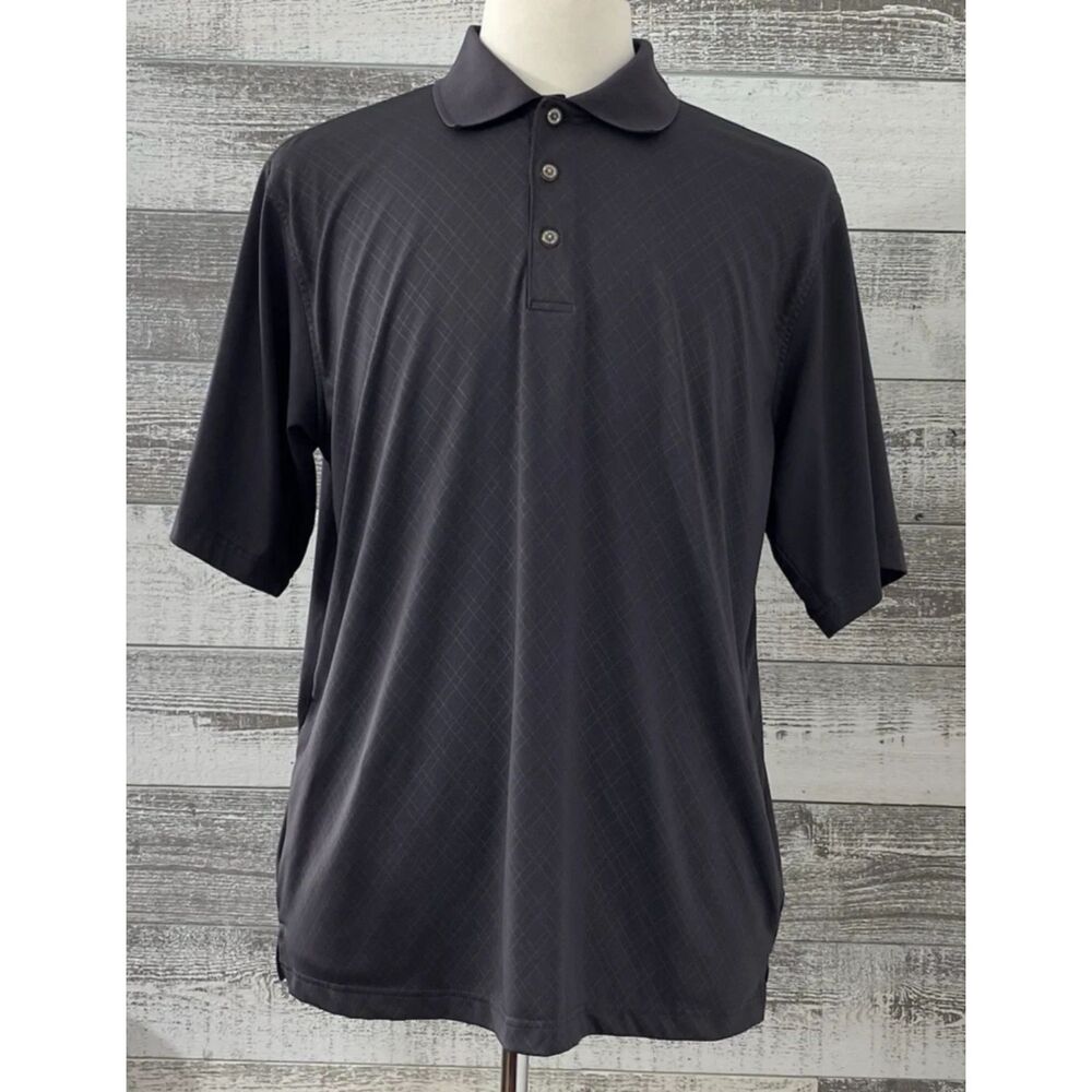 Pebble Beach Mens Gray 1/4 Button Polo Size Large Golf Performance Short Sleeve